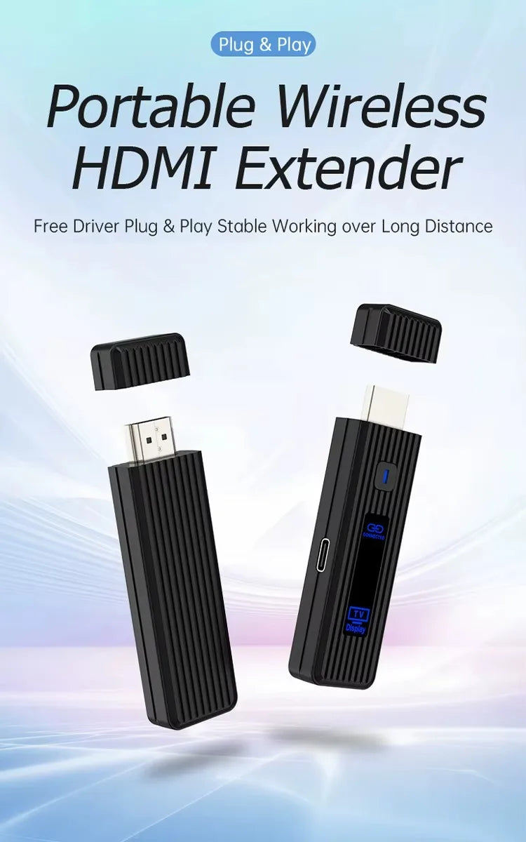 Adaptador HDMI Wireless 1080P VIKEFON TX RX | Sem Wi-Fi | 50m Alcance | USB Plug & Play