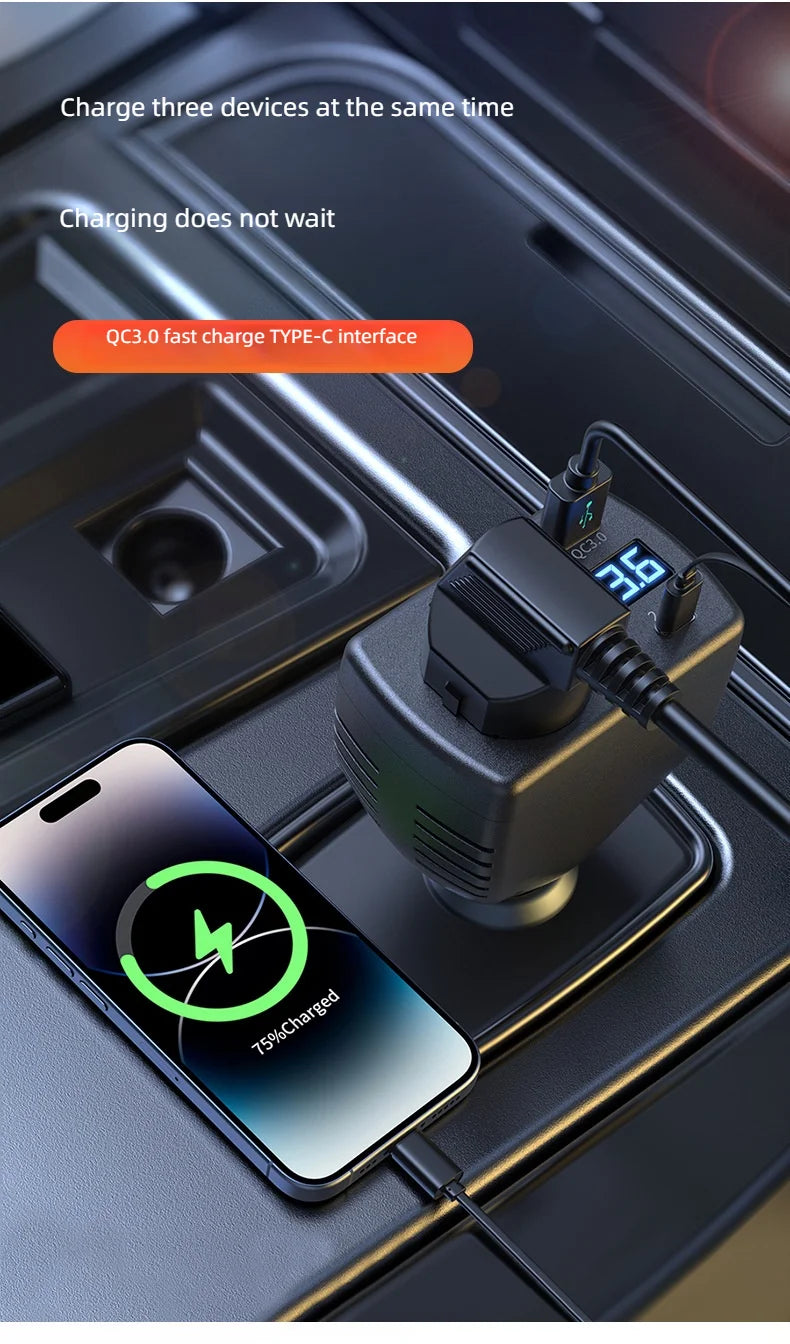 Inversor Veicular 12V/24V para 110V/220V Multifuncional com USB e PD – Carros e Caminhões