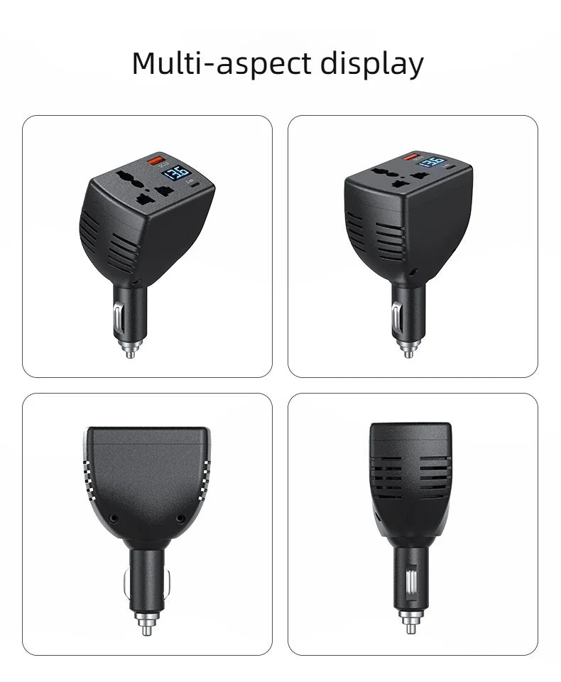 Inversor Veicular 12V/24V para 110V/220V Multifuncional com USB e PD – Carros e Caminhões