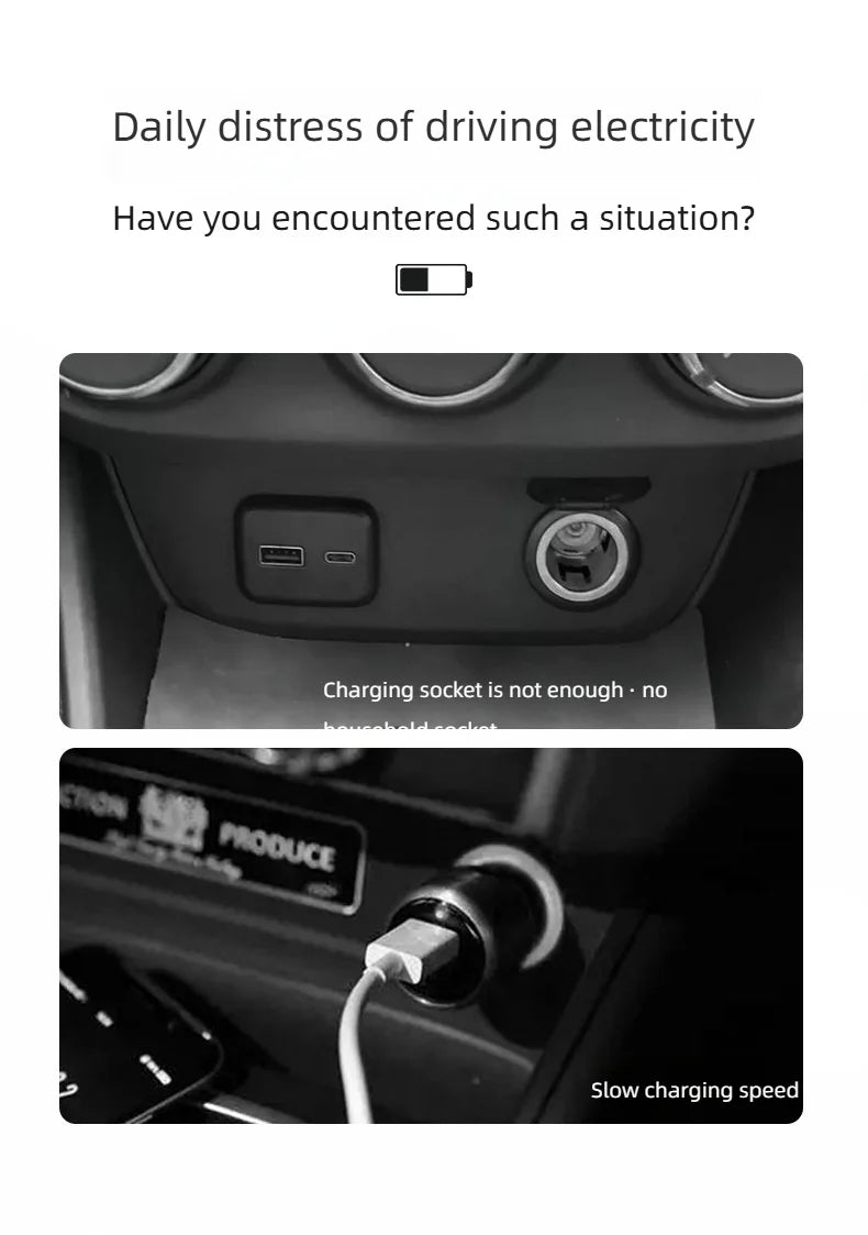 Inversor Veicular 12V/24V para 110V/220V Multifuncional com USB e PD – Carros e Caminhões