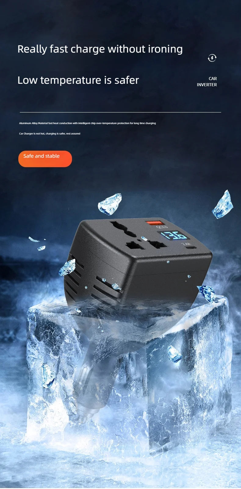 Inversor Veicular 12V/24V para 110V/220V Multifuncional com USB e PD – Carros e Caminhões