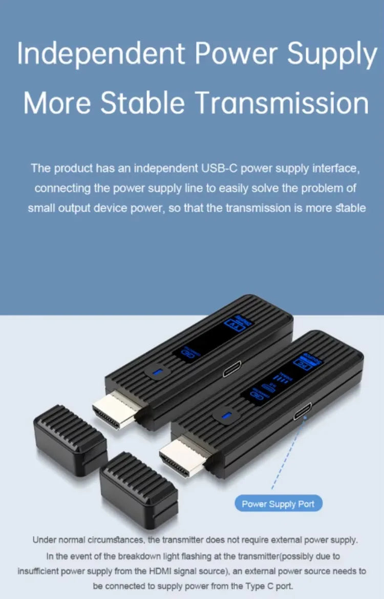 Adaptador HDMI Wireless 1080P VIKEFON TX RX | Sem Wi-Fi | 50m Alcance | USB Plug & Play