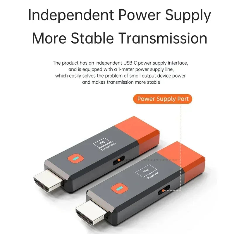 Adaptador HDMI Wireless 1080P VIKEFON TX RX | Sem Wi-Fi | 50m Alcance | USB Plug & Play