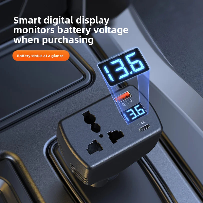 Inversor Veicular 12V/24V para 110V/220V Multifuncional com USB e PD – Carros e Caminhões