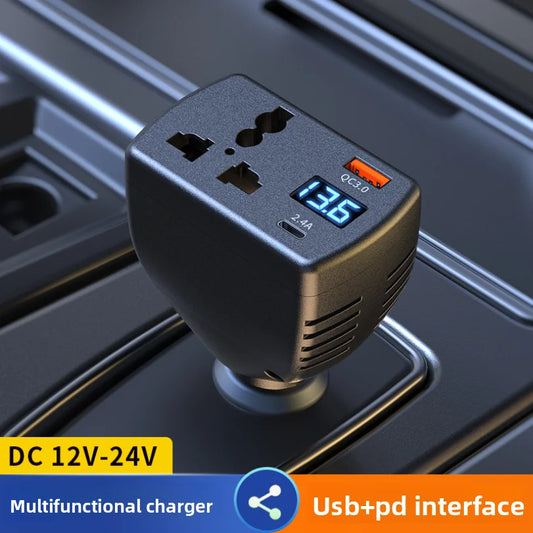 Inversor Veicular 12V/24V para 110V/220V Multifuncional com USB e PD – Carros e Caminhões