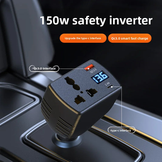 Inversor Veicular 12V/24V para 110V/220V Multifuncional com USB e PD – Carros e Caminhões